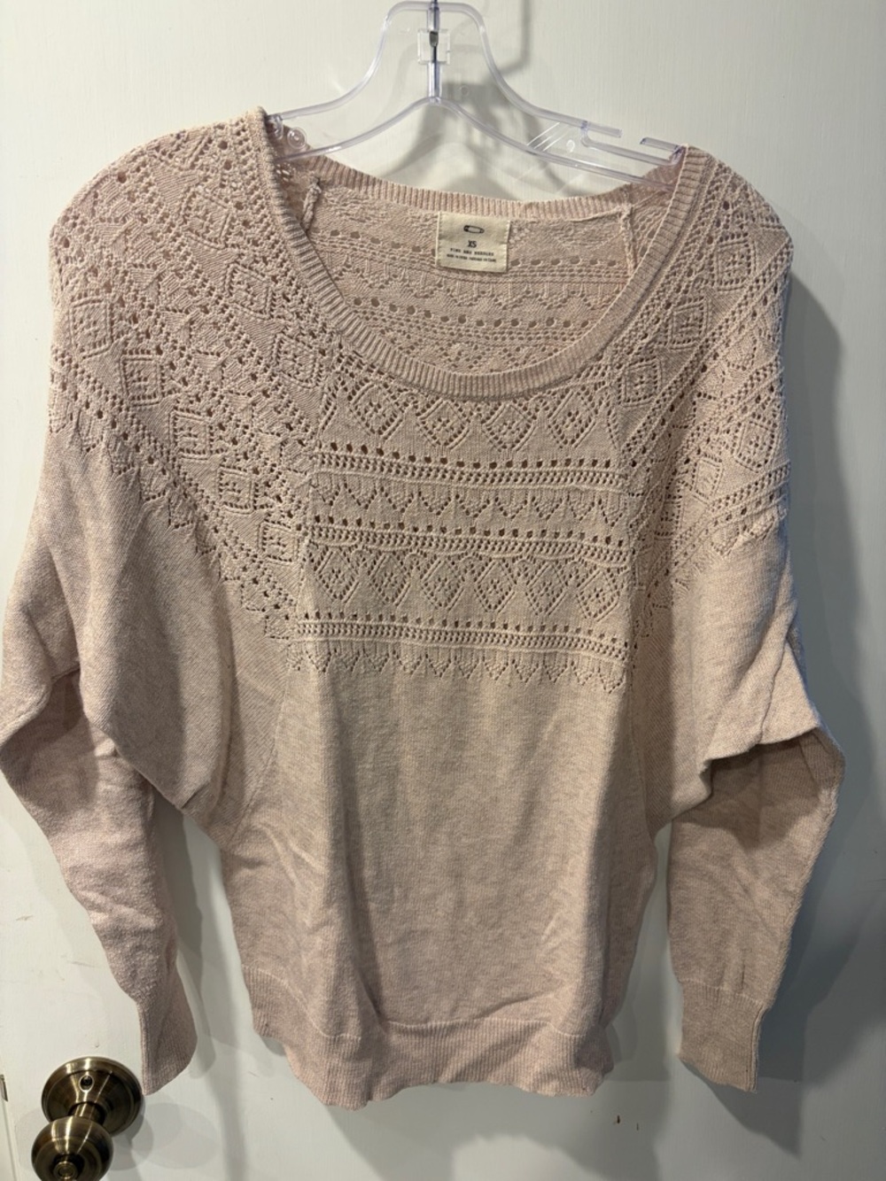Pins & Needles Blush Pink Openwork Crew Neck Sweater XS long sleeve